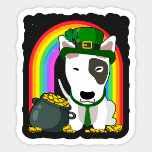 Bull Terrier Rainbow Irish Clover St Patrick Day Dog Gift print Sticker
